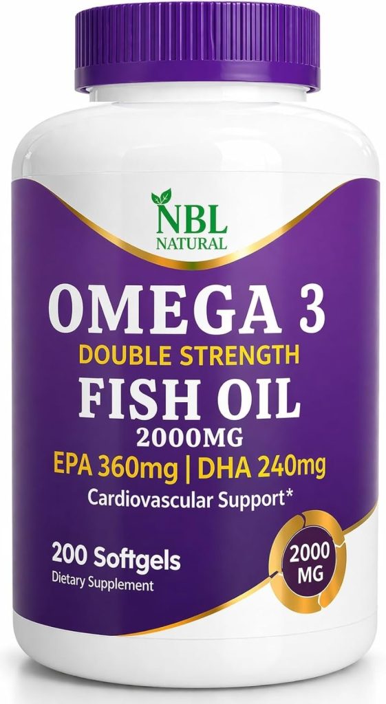 روغن ماهی امگا 3 2000 میلی گرم 360 EPA 240 DHA پشتیبانی قلبی عروقی با قدرت دو برابر 200 ژل نرم