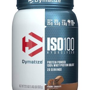 پودر پروتئین هیدرولیز شده ISO100، 100% ایزوله آب پنیر، 25 گرم پروتئین، 5.5 گرم BCAA، بدون گلوتن، جذب سریع، شکلات لذیذ، 650 گرم، 20 وعده