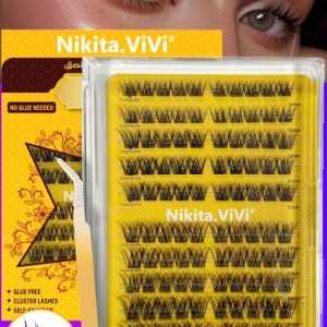 کیت مژه پیش باند با موچین کیت دسته مژه های خود چسبنده، مژه های مصنوعی D Curl Pre Glued Lash Cluster Kit Wispy Lash Cluster Kit مژه مصنوعی برای مبتدیان و استفاده در سالن Press On DIY Lash Extension Kit کیت آرایش چشم Falselashes Eye 10-10 10-10