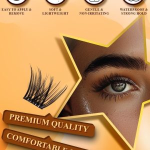 کیت مژه پیش باند با موچین کیت دسته مژه های خود چسبنده، مژه های مصنوعی D Curl Pre Glued Lash Cluster Kit Wispy Lash Cluster Kit مژه مصنوعی برای مبتدیان و استفاده در سالن Press On DIY Lash Extension Kit کیت آرایش چشم Falselashes Eye 10-10 10-10