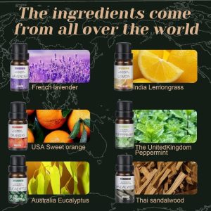 مجموعه اسانس، روغن خالص و طبیعی ممتاز، برای پخش کننده روغن، 6 عدد در 10 میلی لیتر
