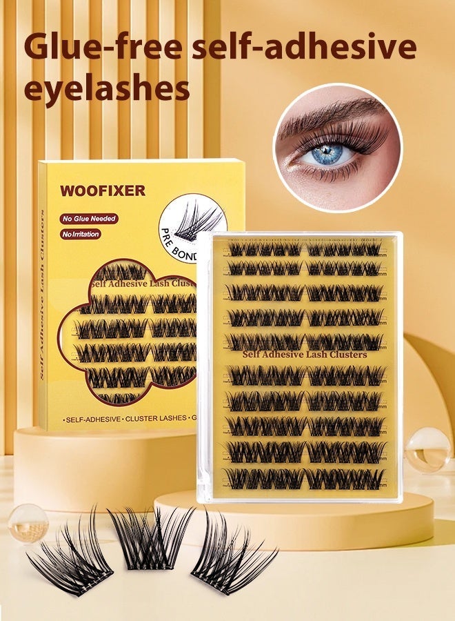 100 عدد کیت خوشه مژه خود چسبدار خوشه مژه DIY مژه مصنوعی D فر از قبل چسبانده شده با موچین برای مبتدیان، کیت اکستنشن مژه بدون چسب 10 تا 16 میلی متری را فشار دهید، بدون چسب نیازی به پاک کننده بدون باقیمانده